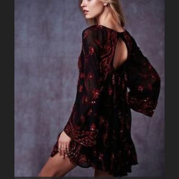 Free People Dresses & Skirts - Free People black red sequin mini dress